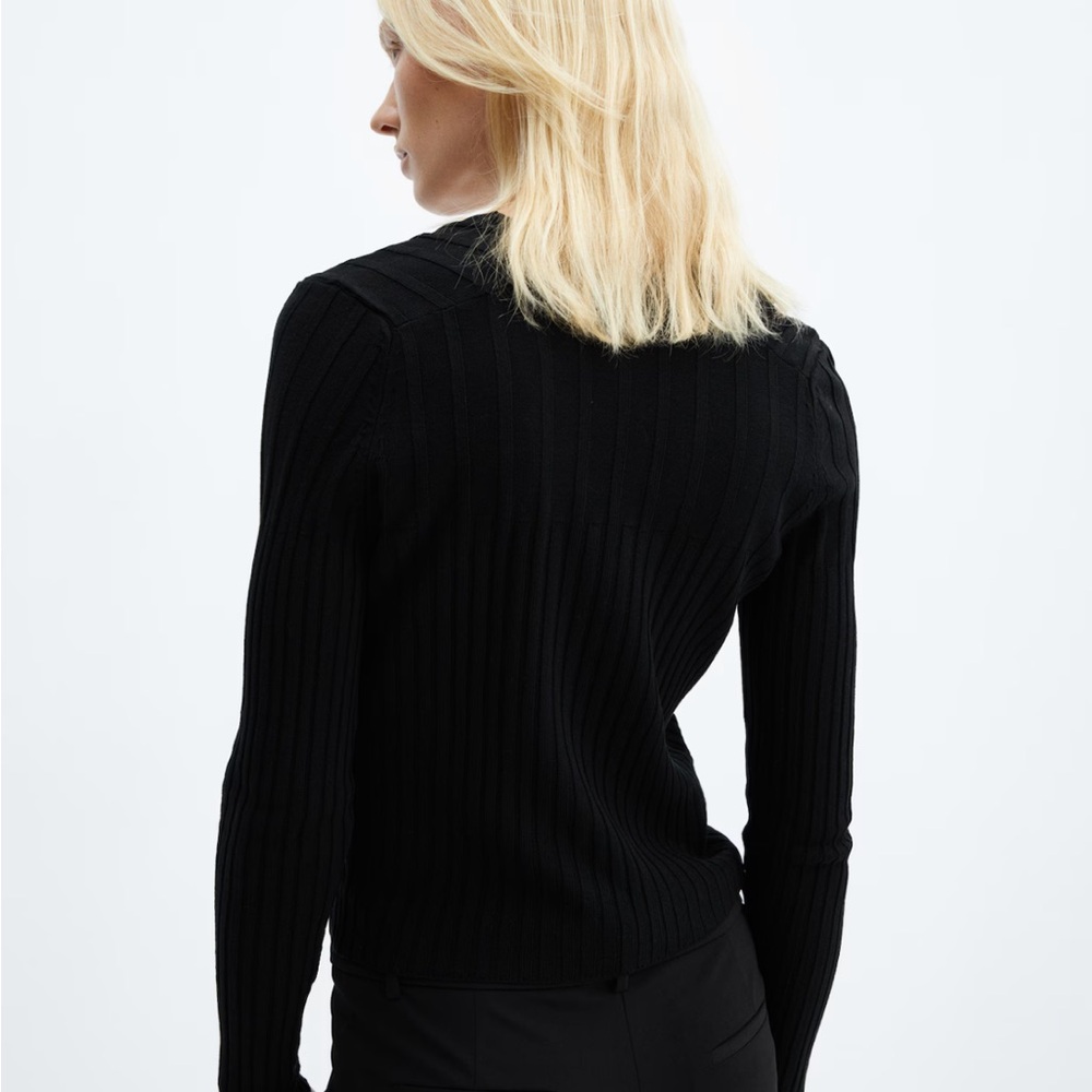 NWT Mango Black Ribbed Cardigan with Button Detail - Picture 5 of 16
